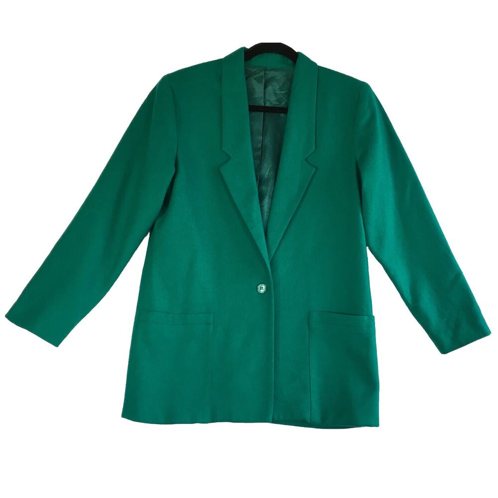 VTG Stephen Douglas Blazer Women's Sz 8 Emerald Green Wool USA Classic Retro